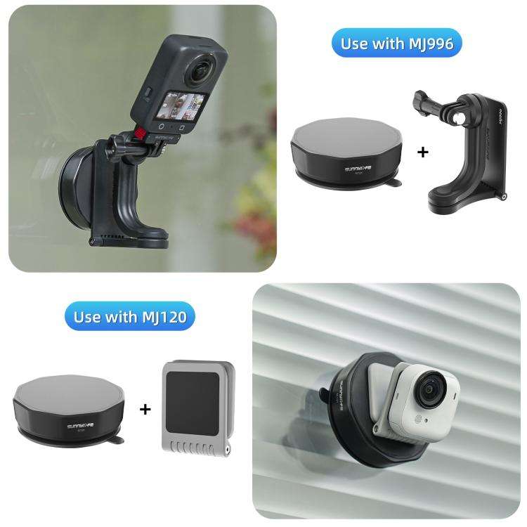 Sunnylife Universal Suction Cup Adapter Base Strong Suction Sucker for Action Camera (Black)