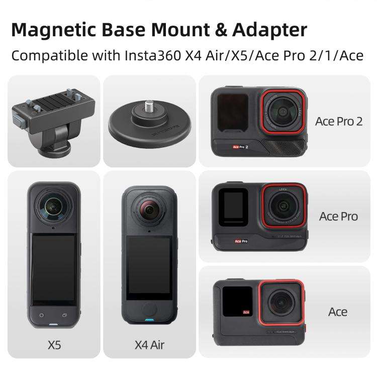 Sunnylife Quick-Release Magnetic Base Mount 1/4 180 Tilt Adjustable Tabletop Base Bracket For Ins...