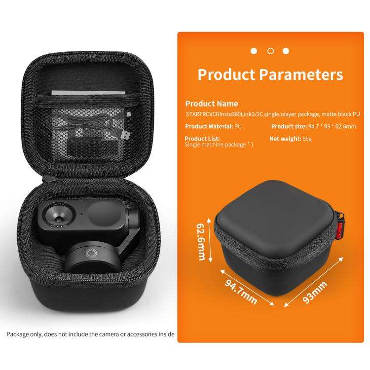 For Insta360 Link 2 / 2C / 2 Pro STARTRC Mini Portable Body Diamond Texture PU Storage Bag (Black)