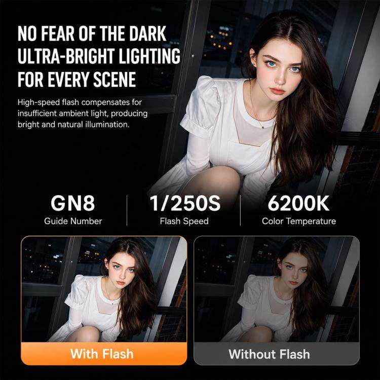 Desiontal F02 Mini On-Camera Flash Light Speedlite for Mirrorless Cameras (Black)