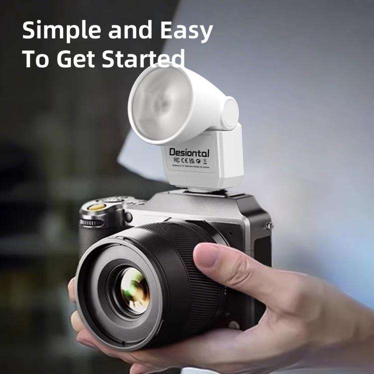Desiontal F02 Mini On-Camera Flash Light Speedlite for Mirrorless Cameras (White)