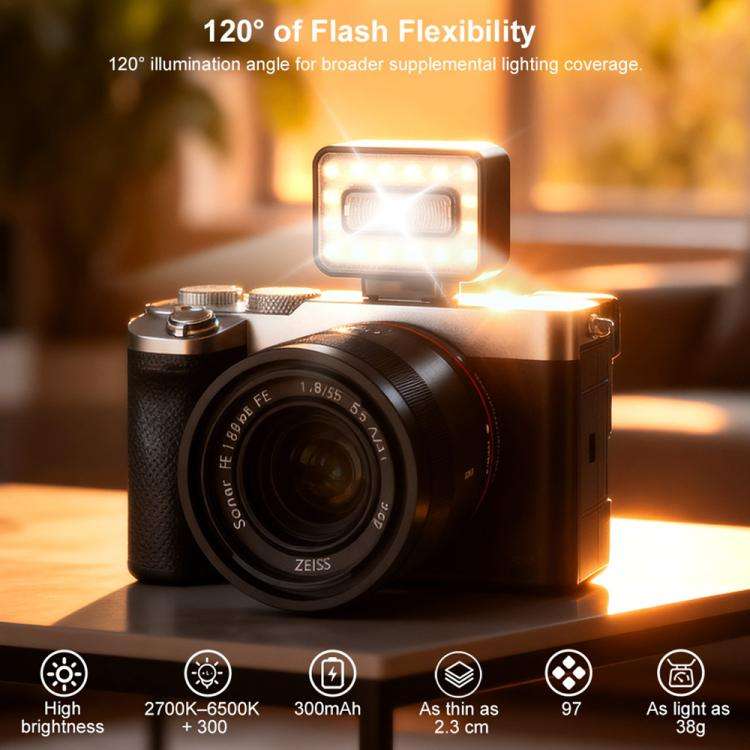 Desiontal F03 Mini On-Camera Flash Light Speedlite for Mirrorless Cameras (Black)