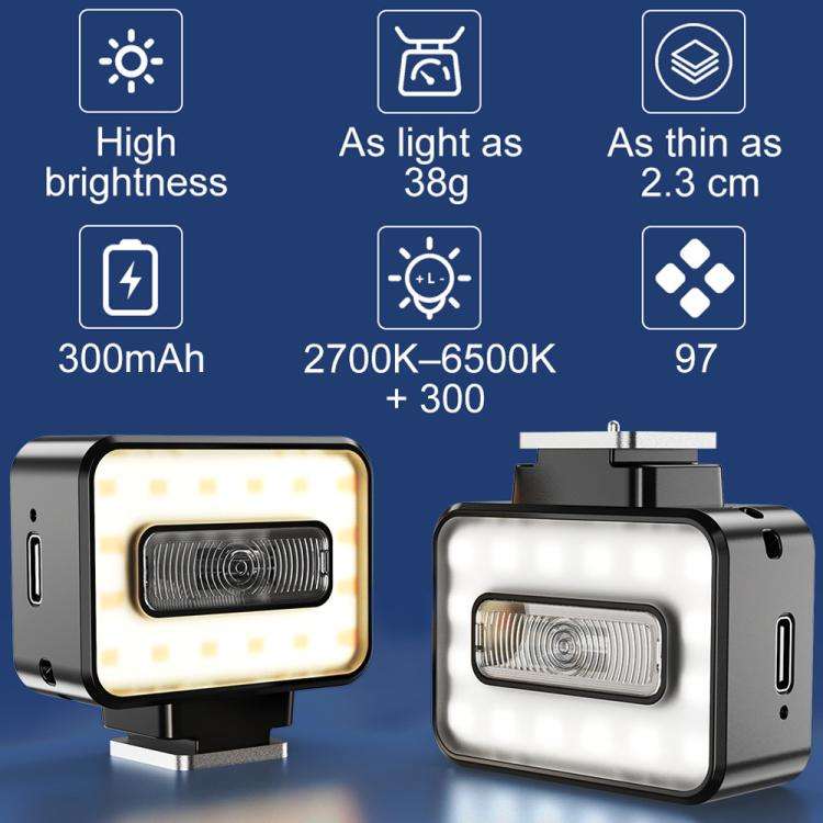 Desiontal F03 Mini On-Camera Flash Light Speedlite for Mirrorless Cameras (Black)