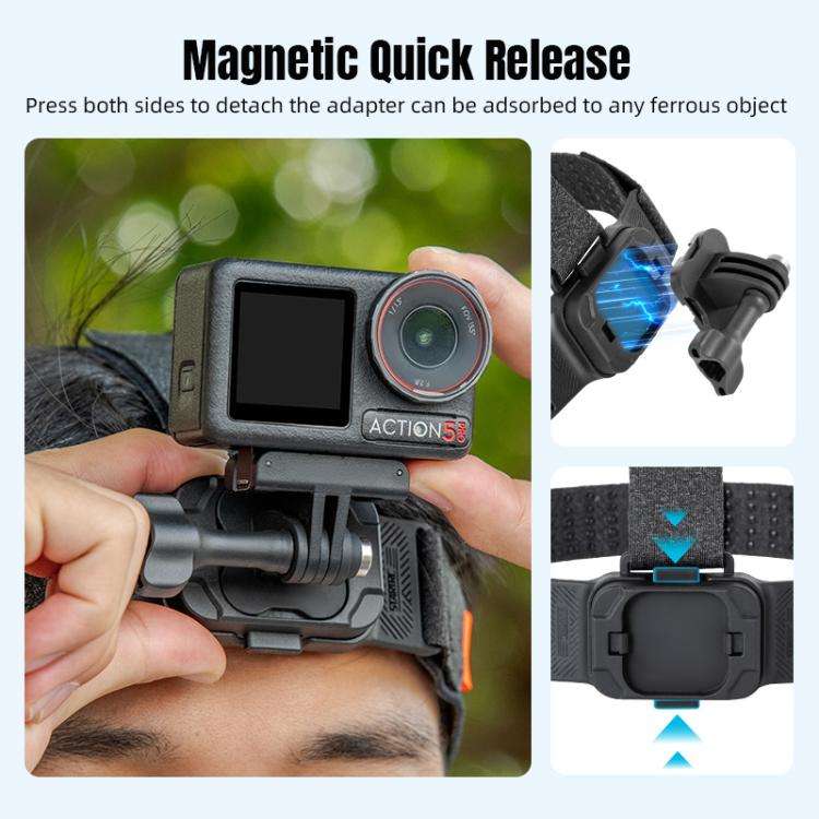 STARTRC Adjustable Head Strap Magnetic Eco-friendly Vlog POV Mount Belt for GoPro, Insta360, DJI ...