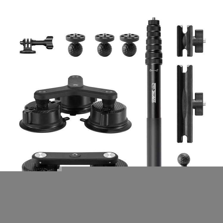 STARTRC Dual-leg Suction Cup and Three-leg Car Suction Cup Mount with Selfie Stick Set (Black)