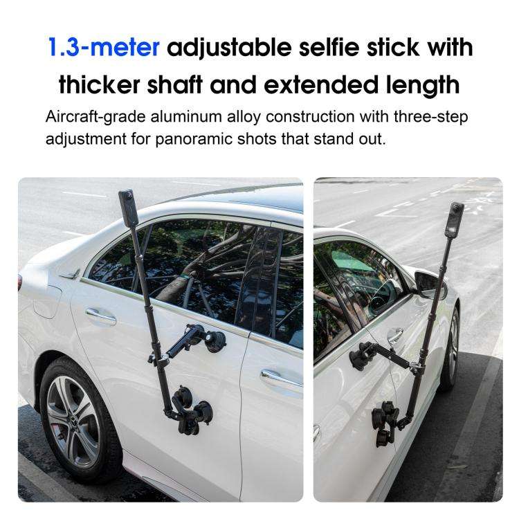 STARTRC Dual-leg Suction Cup and Three-leg Car Suction Cup Mount with Selfie Stick Set (Black)