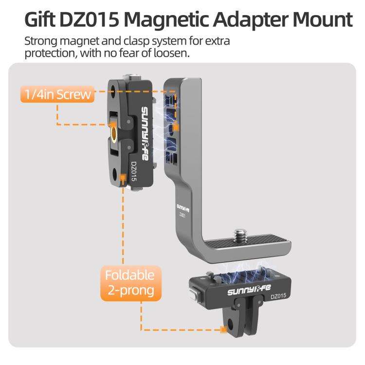 For Insta360 X5 / X4 Sunnylife L-Type Vertical-Horizontal Magnetic Mount with DZ015 Magnetic Adap...