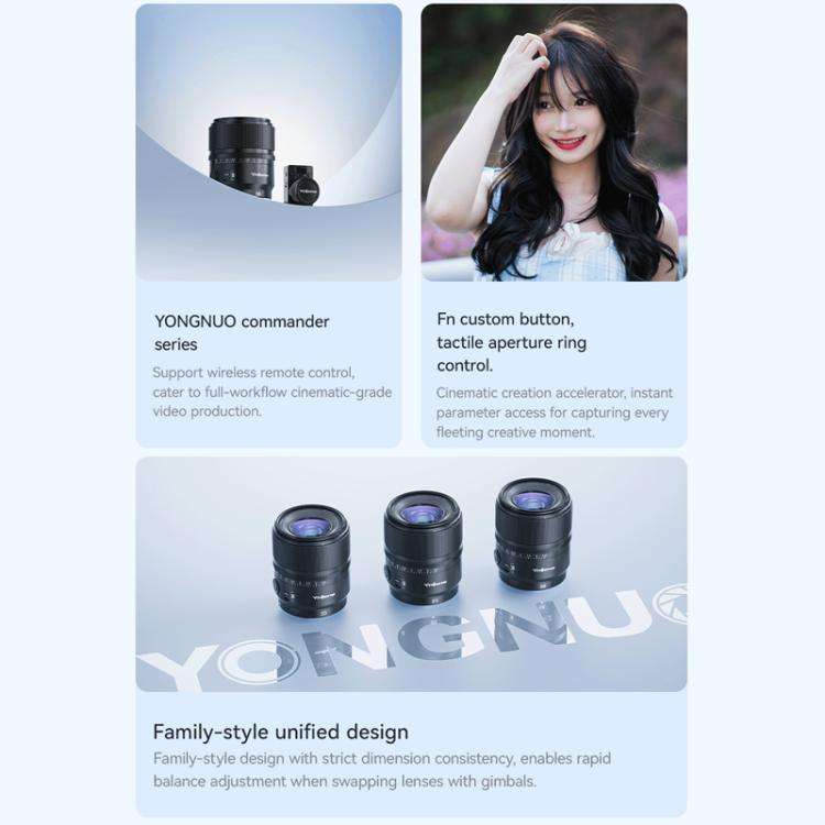 YONGNUO YN56mm F1.4S DA DSM WL Pro APS-C Frame Lens with Remote Control for Sony E-mount (Black)
