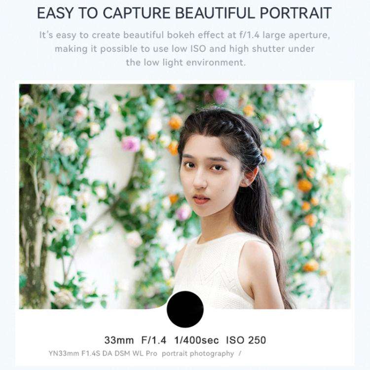 YONGNUO YN33mm F1.4S DA DSM WL Pro APS-C Frame Lens with Remote Control for Sony E-mount (Black)