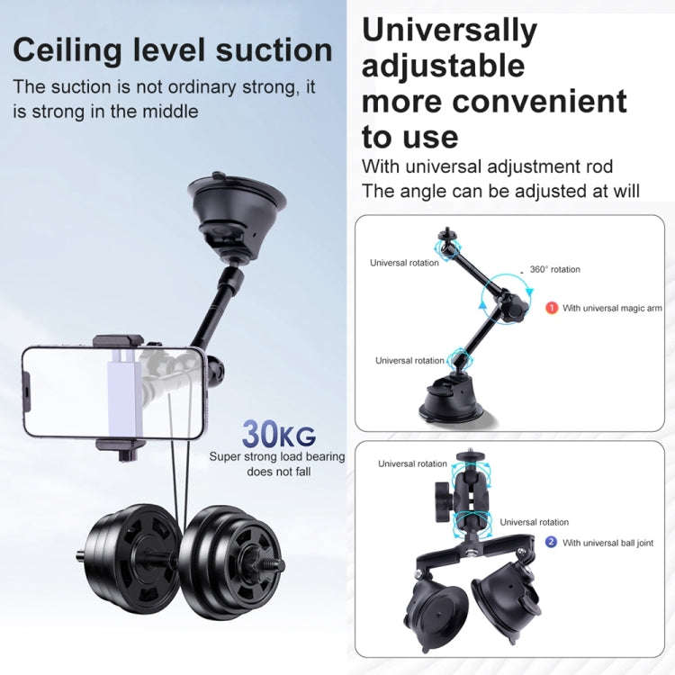 Single Suction Cup Articulating Friction Magic Arm Camera Mount (Black)
