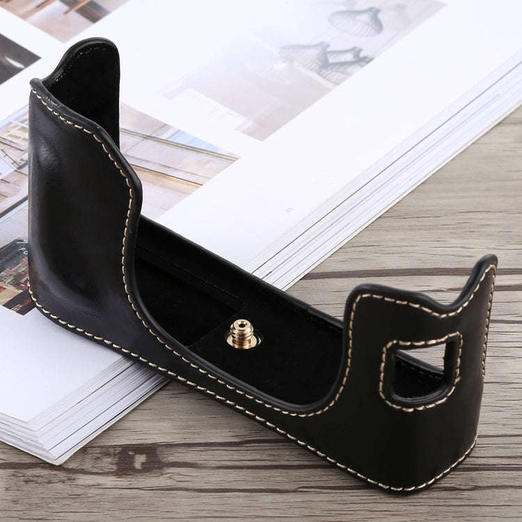 1/4 inch Thread PU Leather Camera Half Case Base for FUJIFILM X100F (Black)