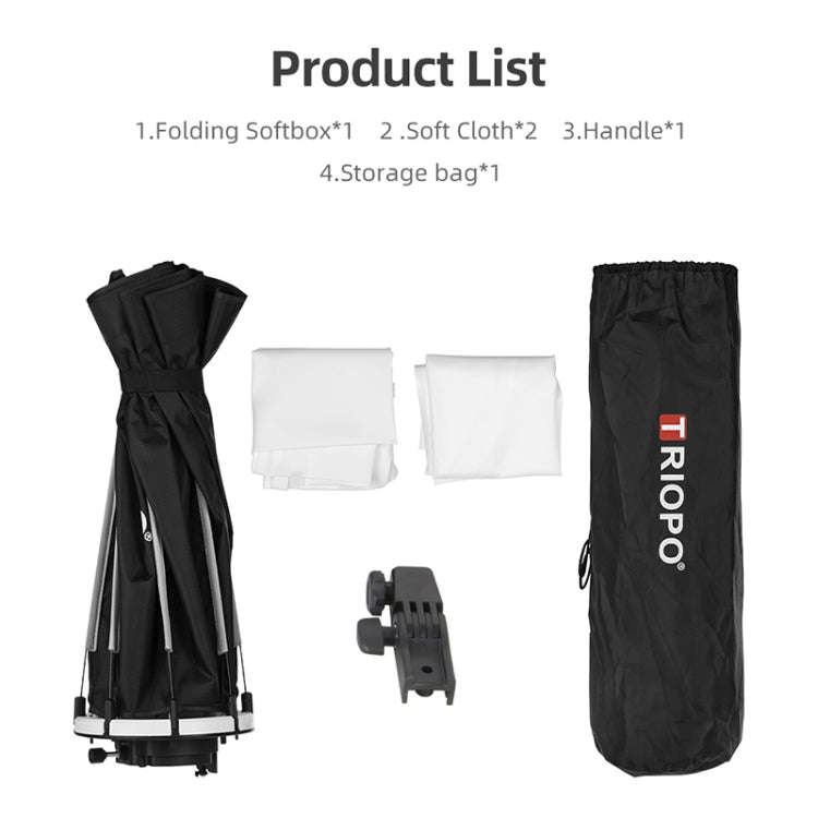 TRIOPO KX65 65cm Dome Speedlite Flash Octagon Parabolic Softbox Diffuser for Speedlite