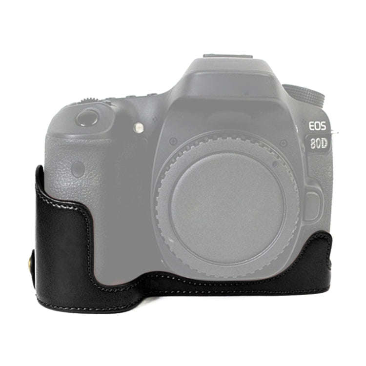 1/4 inch Thread PU Leather Camera Half Case Base for Canon EOS 80D / 70D(Black)
