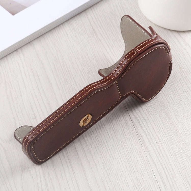 1/4 inch Thread PU Leather Camera Half Case Base for Canon EOS R (Coffee)