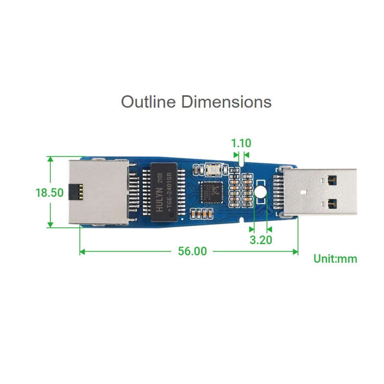 Waveshare USB 3.2 Gen1 to Gigabit Ethernet Converter Module, Driver-Free