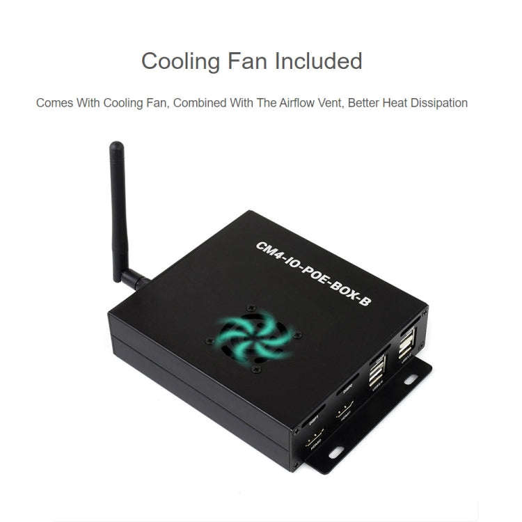 Waveshare PoE Mini-Computer Type B Base Box with Metal Case & Cooling Fan for Raspberry Pi CM4(US...