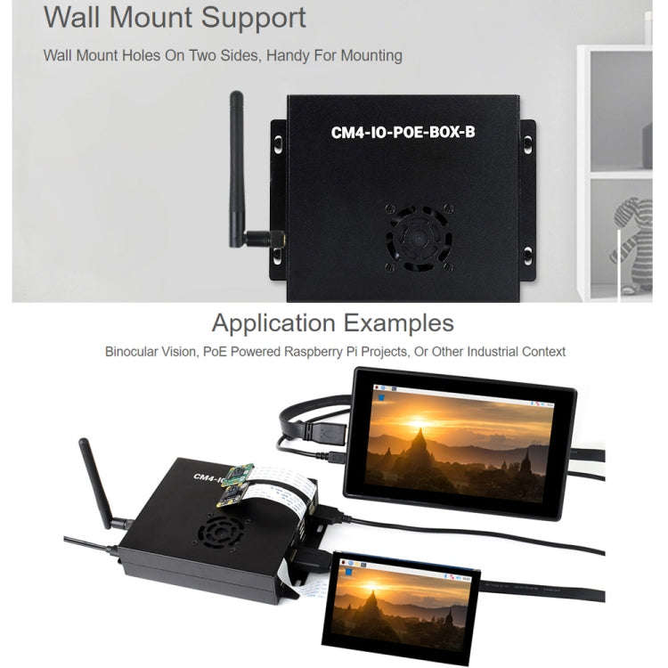 Waveshare PoE Mini-Computer Type B Base Box with Metal Case & Cooling Fan for Raspberry Pi CM4(US...