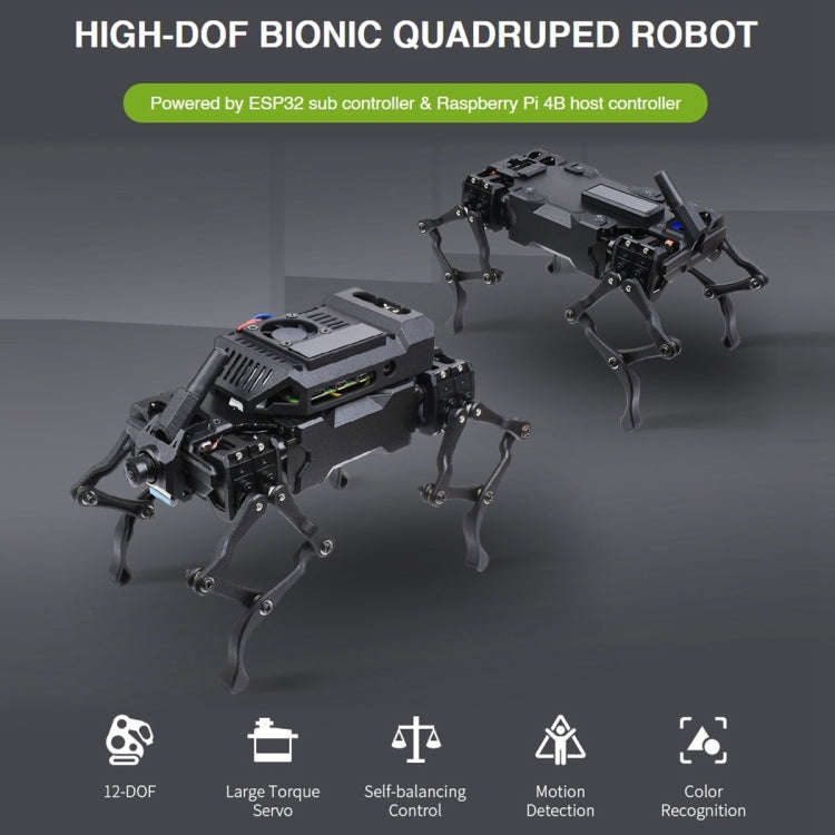 Waveshare WAVEGO 12-DOF Bionic Dog-Like Robot, Extension Pack(EU Plug)