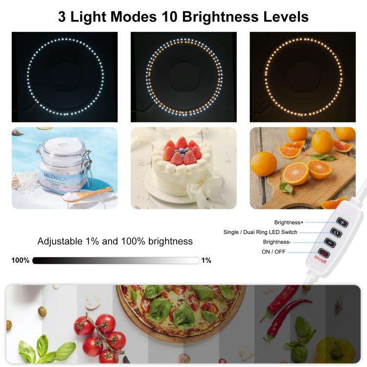 DIYLooks 23cm Ring LED Panel Folding Portable Light Photo Lighting Studio Shooting Tent Box Kit w...