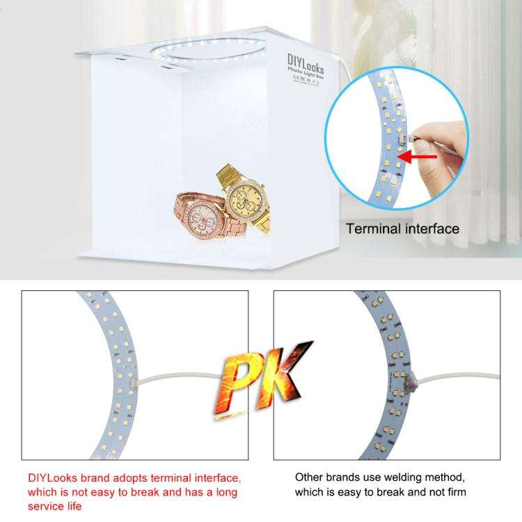 DIYLooks 23cm Ring LED Panel Folding Portable Light Photo Lighting Studio Shooting Tent Box Kit w...