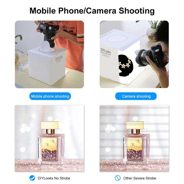 DIYLooks 23cm Ring LED Panel Folding Portable Light Photo Lighting Studio Shooting Tent Box Kit w...