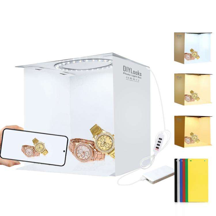 DIYLooks 23cm Ring LED Panel Folding Portable Light Photo Lighting Studio Shooting Tent Box Kit w...