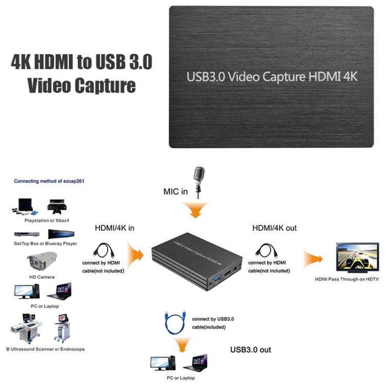NK-S300 USB 3.0 HDMI 4K HD Video Capture Card Device (Black)