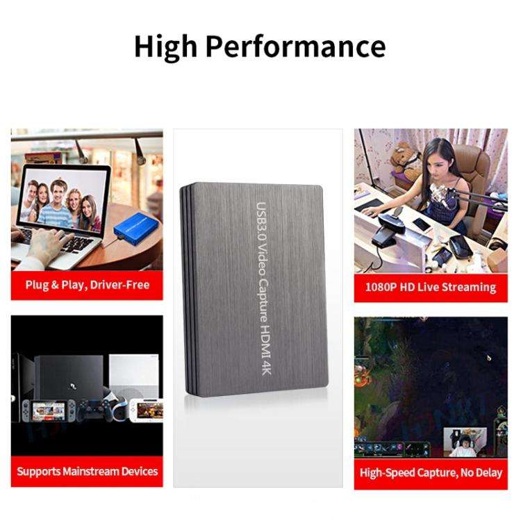 NK-S300 USB 3.0 HDMI 4K HD Video Capture Card Device (Black)