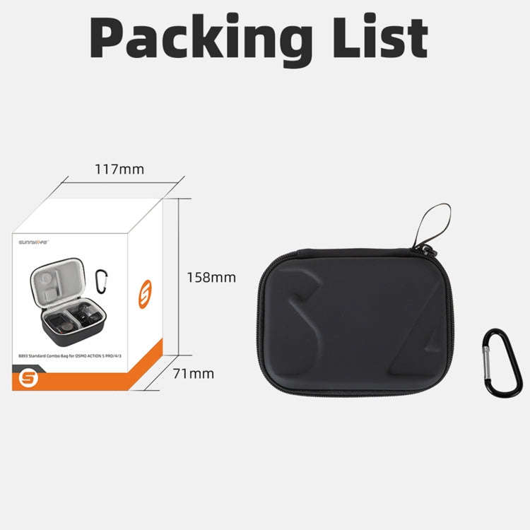 For DJI Osmo Action 5 Pro / 4 / 3 Sunnylife Portable Carrying Case Mini Standard Combo Bag (Black)