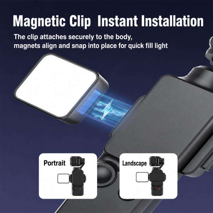 For DJI Osmo Pocket 3 Desiontal Portable Magnetic Fill Light, PM01 Single Light (Black)