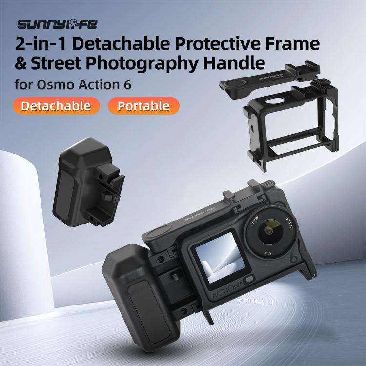 For DJI Osmo Action 6 Sunnylife 2-in-1 Detachable Protective Frame & Street Photography Handle Er...