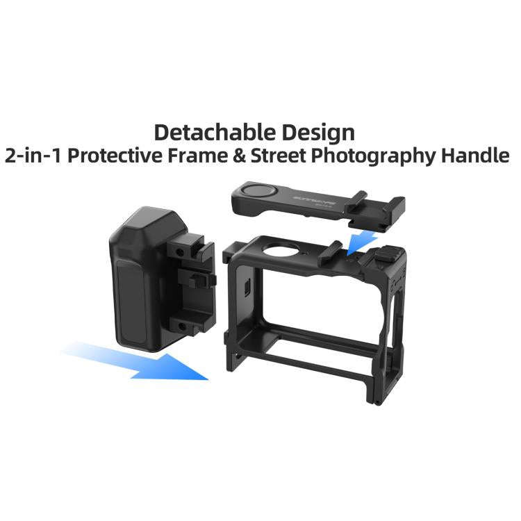 For DJI Osmo Action 6 Sunnylife 2-in-1 Detachable Protective Frame & Street Photography Handle Er...