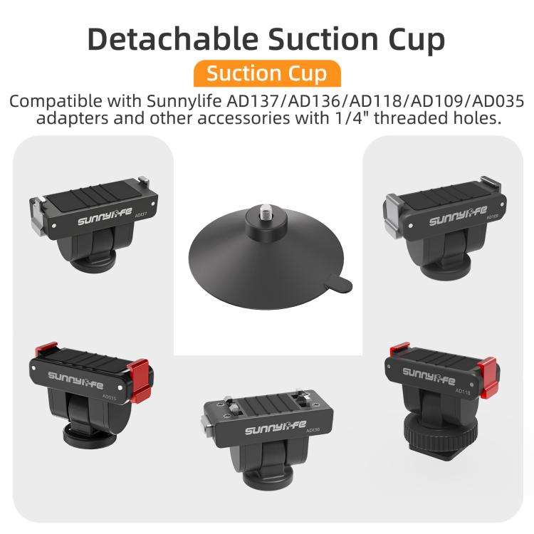 Sunnylife Magnetic Quick-Release Ball-Joint Adapter Mount 360 Rotatable Suction Cup Bracket For D...