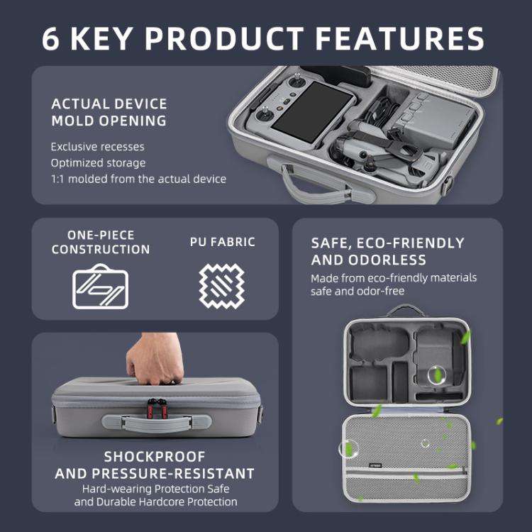 For DJI Mini 5 Pro STARTRC Shoulder PU Storage Bag Handbag (Grey)