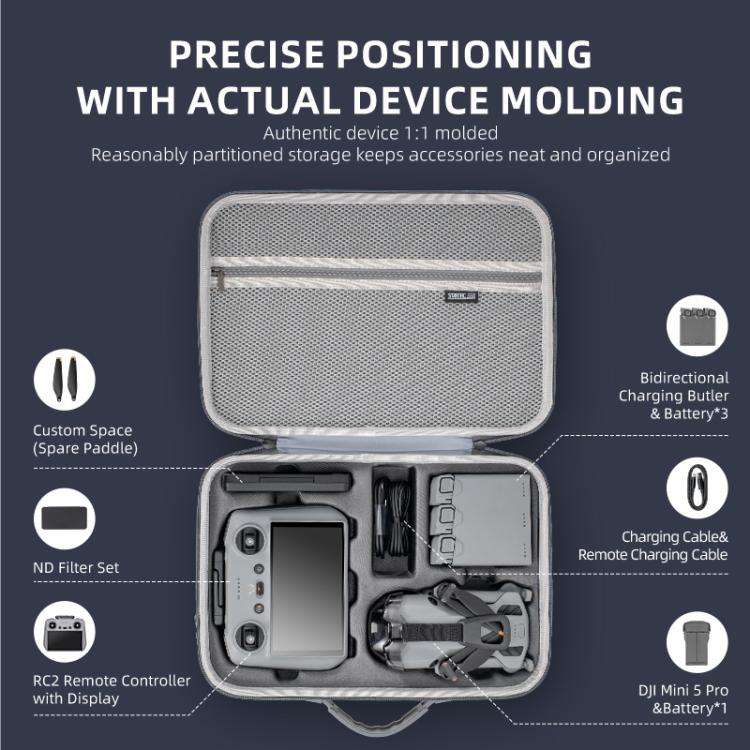For DJI Mini 5 Pro STARTRC Shoulder PU Storage Bag Handbag (Grey)