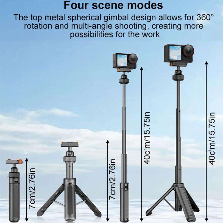 VT-09 Magnetic Handheld Selfie Stick Mini Desktop Telescopic Tripod for DJI Action 6 / 5 Pro / 4 ...