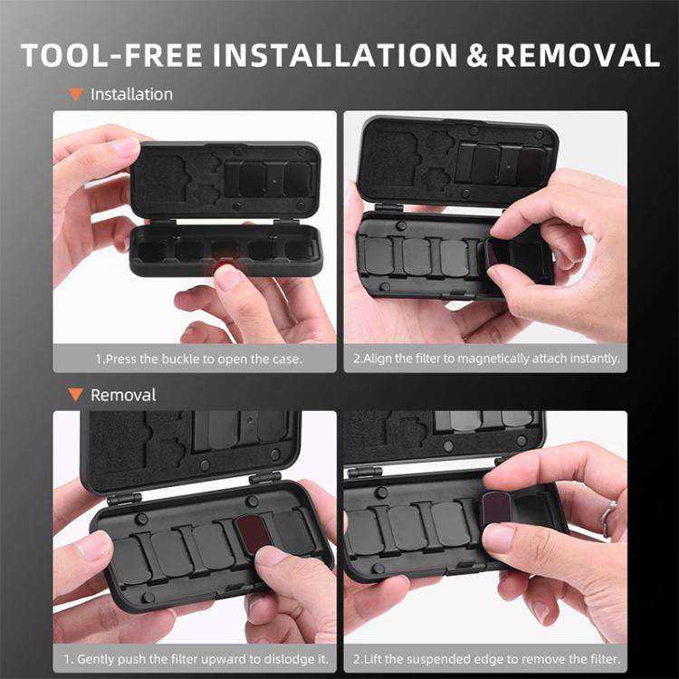 BRDRC Storage Case for DJI Osmo Pocket 3 Filter, TF/SD Card, Wide-Angle & Macro Lens Organizer (B...