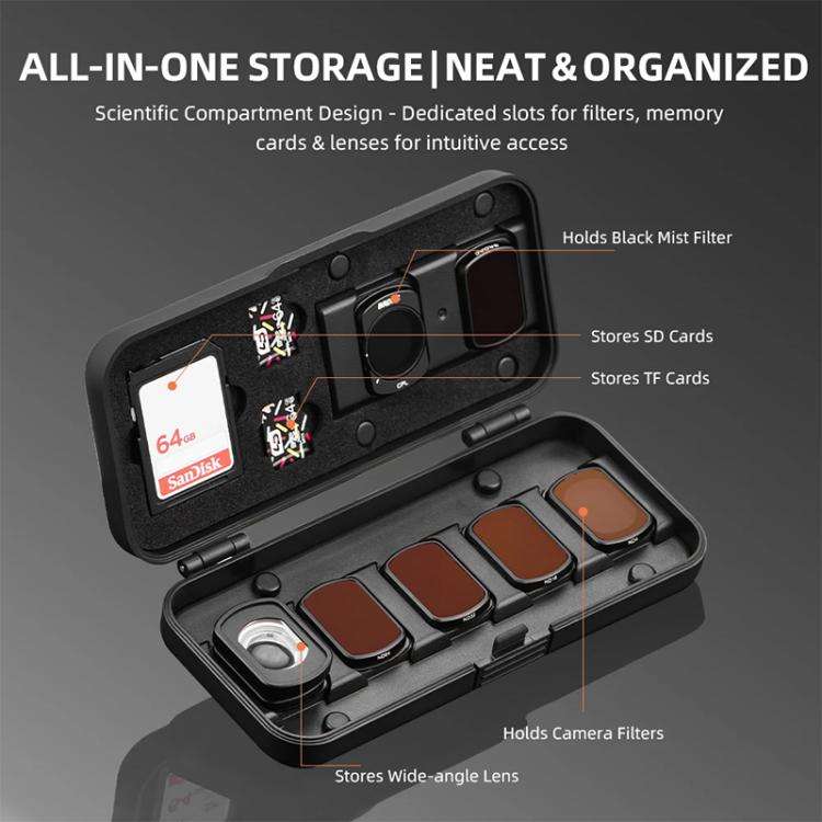 BRDRC Storage Case for DJI Osmo Pocket 3 Filter, TF/SD Card, Wide-Angle & Macro Lens Organizer (B...