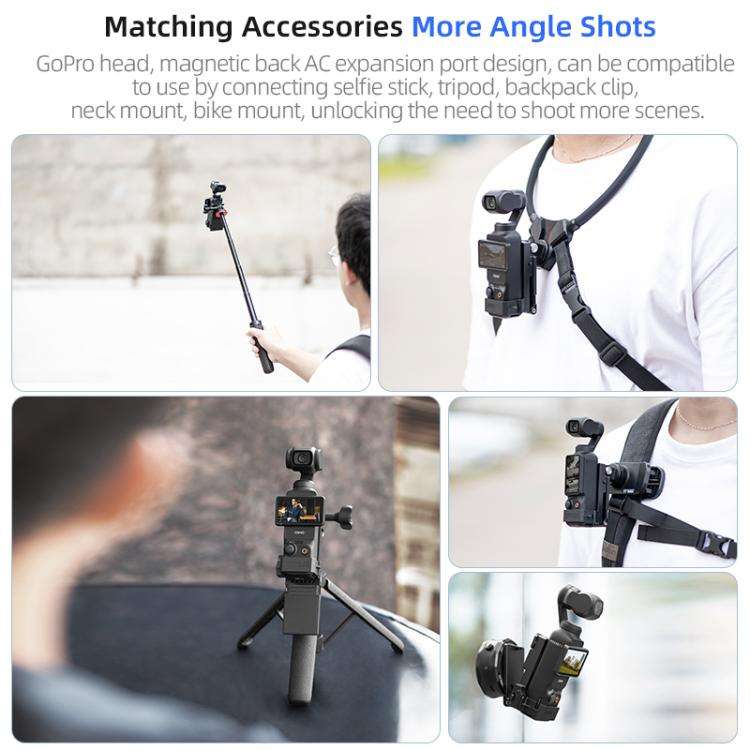 For DJI Osmo Pocket 4 / 3 STARTRC Folding Magnetic Mount Base Fixed Bracket (Black)