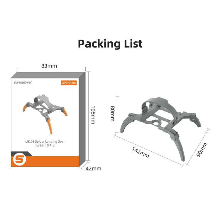 For DJI Mini 5 Pro Sunnylife Landing Gear Heightened Spider Gears Extensions Support Leg Protecto...
