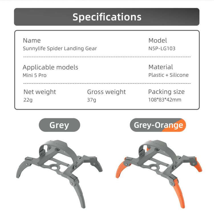 For DJI Mini 5 Pro Sunnylife Landing Gear Heightened Spider Gears Extensions Support Leg Protecto...