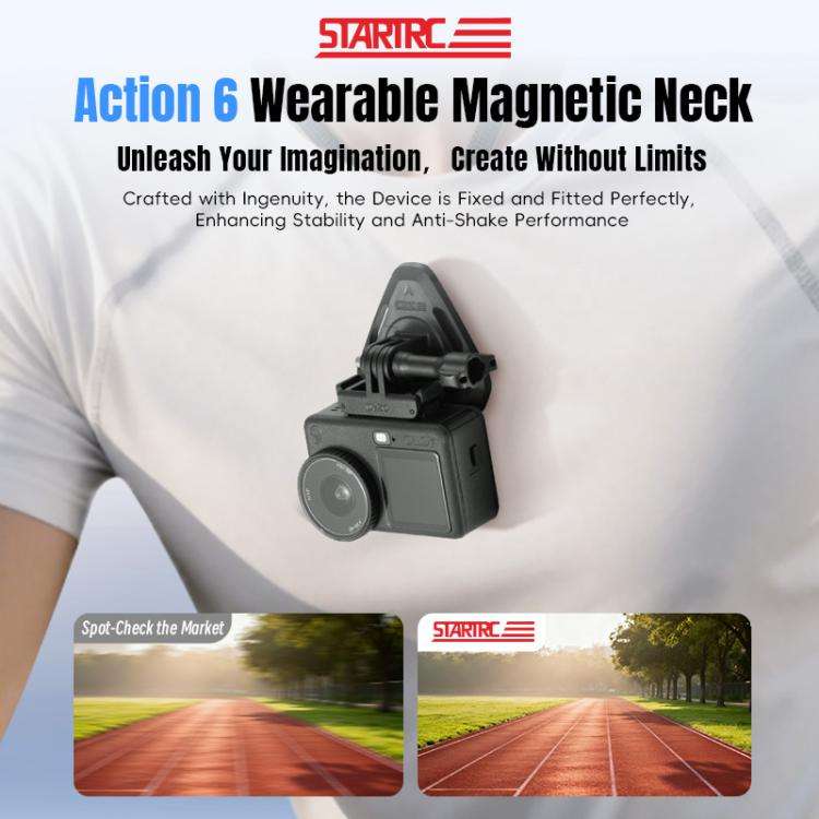 STARTRC Action Camera Magnetic Neck Mount Holder Vlog POV Neck Strap (Black)