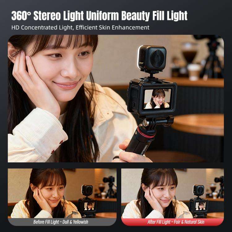 For DJI Osmo Action 6 / 5 Pro / 4 / 3 STARTRC Small Cube Fill Light(Black)