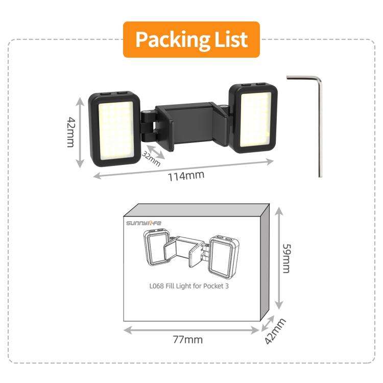 For DJI Osmo Pocket 4 / 3 Sunnylife Adjustable LED Video Light Quick-Release Fill Light Tri-Color...
