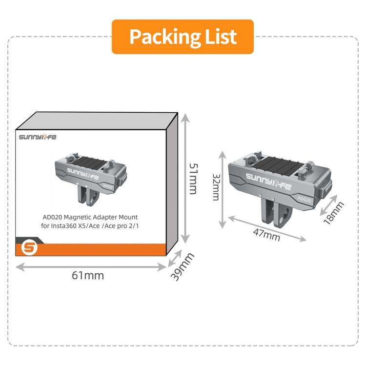 Sunnylife Metal Magnetic Quick Release Adapter Mount Action Camera Foldable Cam Stand 1/4 Adapter...