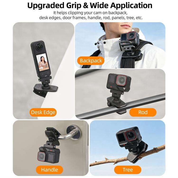 Sunnylife Magnetic Quick-Release Backpack Clip Action Camera Clamp Vertical-Horizontal Mount for ...