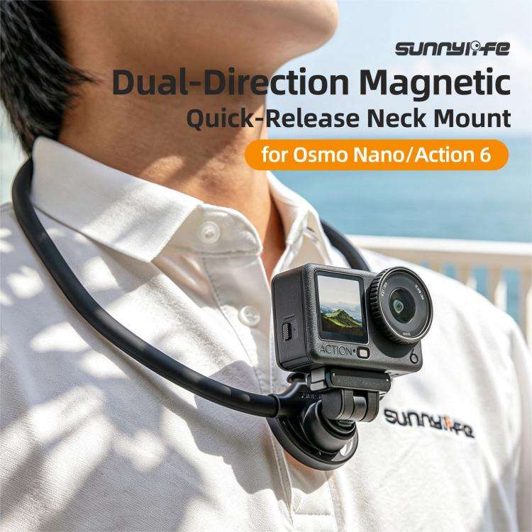 For DJI Osmo Nano / Action 6 Sunnylife Dual-Direction Magnetic Quick-Release Neck Mount Adjustabl...