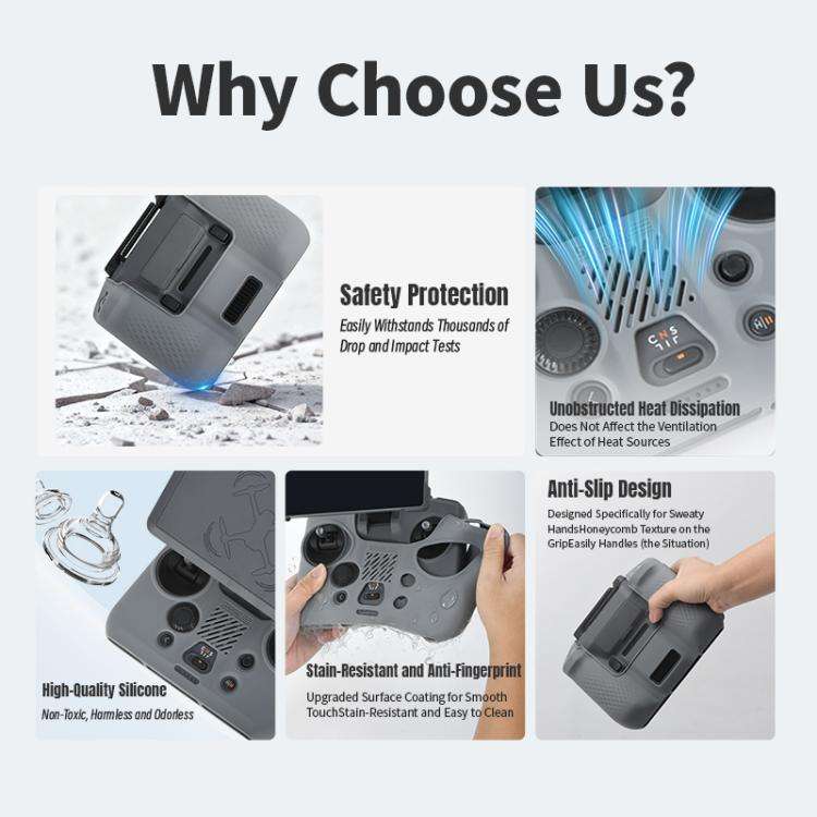 For DJI RC Pro 2 STARTRC Silicone Shockproof Anti-scratch Cover (Grey)