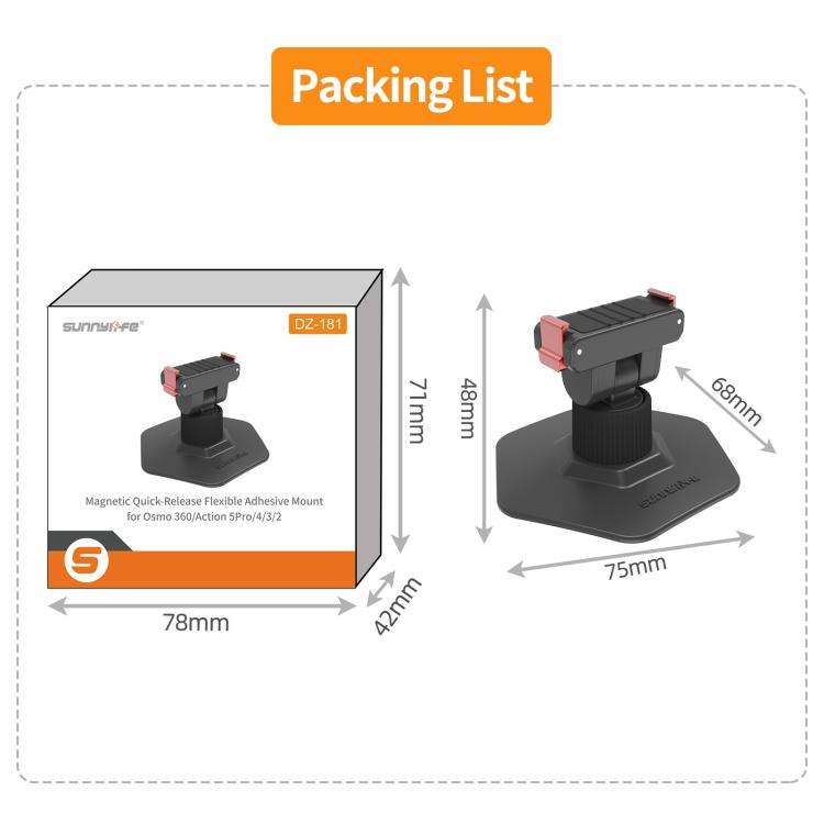 Sunnylife Magnetic Flexible Adhesive Helmet Mount Base Quick-Release Action Camera Holder For DJI...