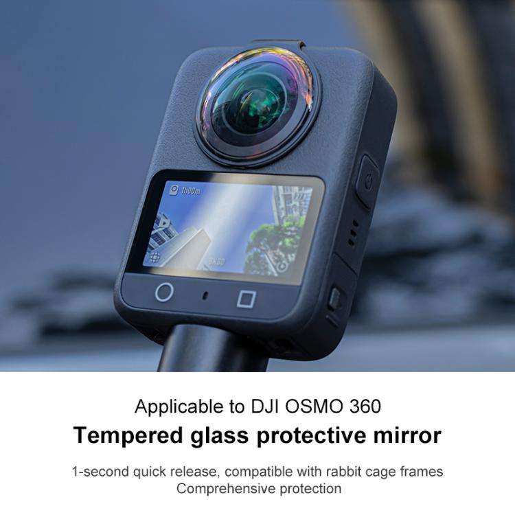 For DJI Osmo 360 Camera Optical Tempered Glass Cover Protective Lens Guard (Black)